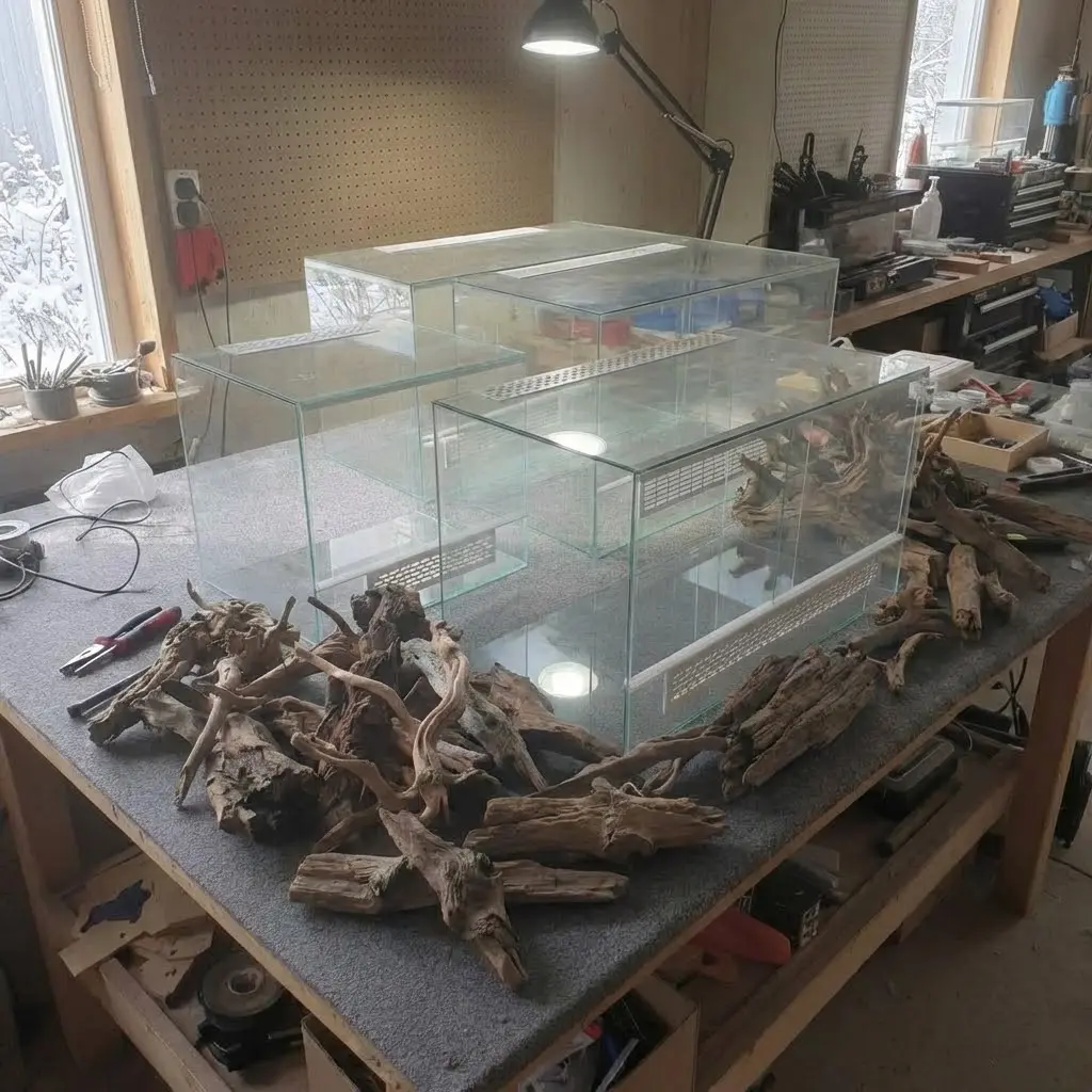 Террариумы из стекла разных размеров и коряги | terrarium.by